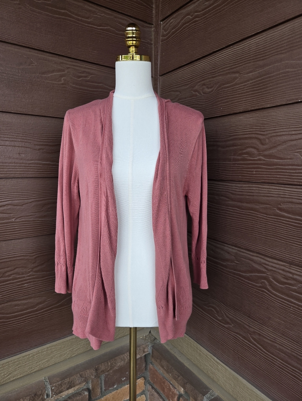 LOFT Outlet Women’s Open-Front Salmon Pink Cardigan Sweater Size XL 100% Rayon